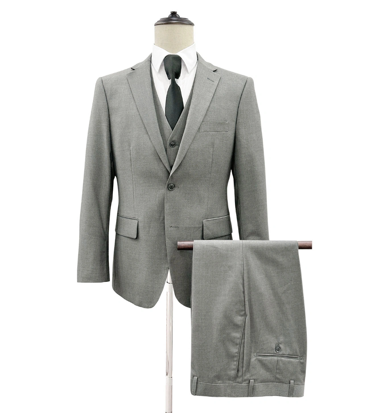 Szary Garnitur Angelo Rossi z Kamizelką Modern Fit Elegancki i Stylowy! Idealny Wybór!